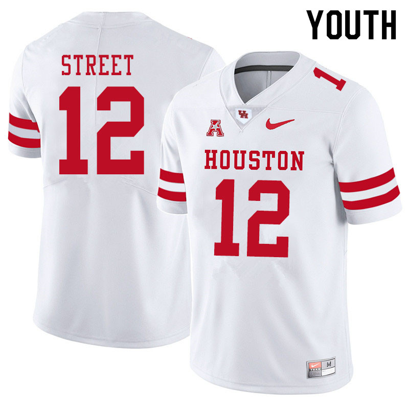 Youth #12 Ke'Andre Street Houston Cougars College Football Jerseys Sale-White - Click Image to Close